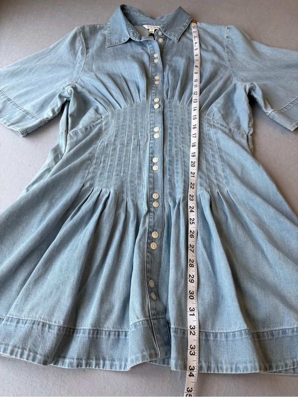 Banana Republic Indigo Light Blue Denim Chambray Pintuck Shirt Dress Size M NWT - Picture 11 of 14